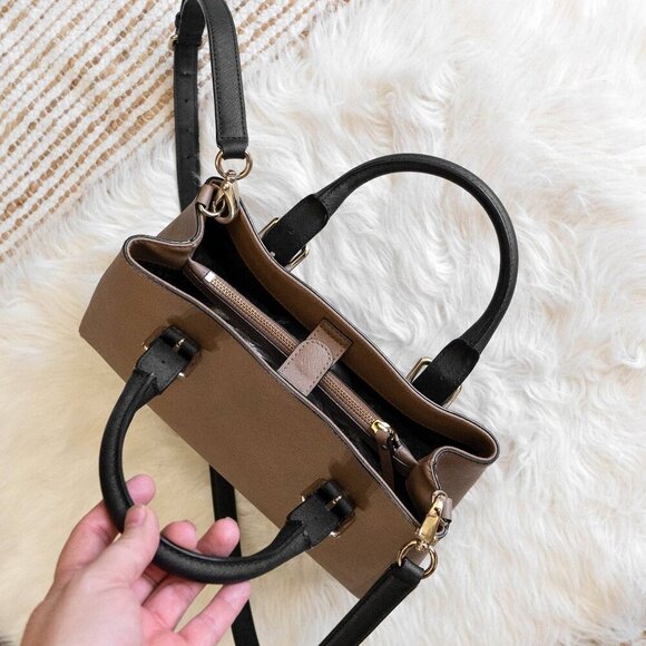 KATE SPADE COVE STREET PROVENCE SATCHEL TAUPE DUNE BLACK COLORBLOCK with STRAP - Picture 7 of 13